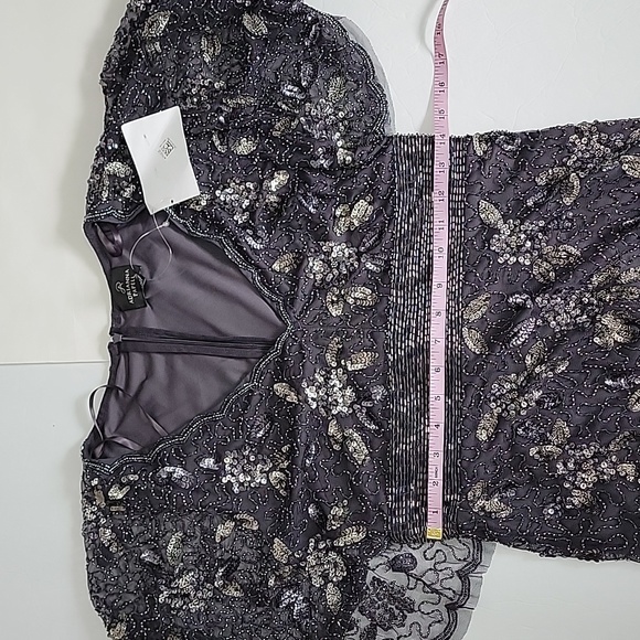 Adrianna Papell Women's Beaded cape Gray Maxi Dress / Size 6. NWOT. - Picture 9 of 15